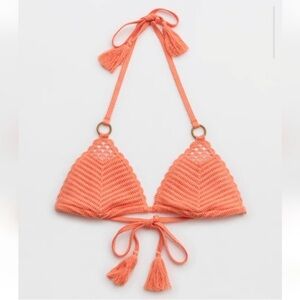 American Eagle Crochet Halter Bikini Top in Orange